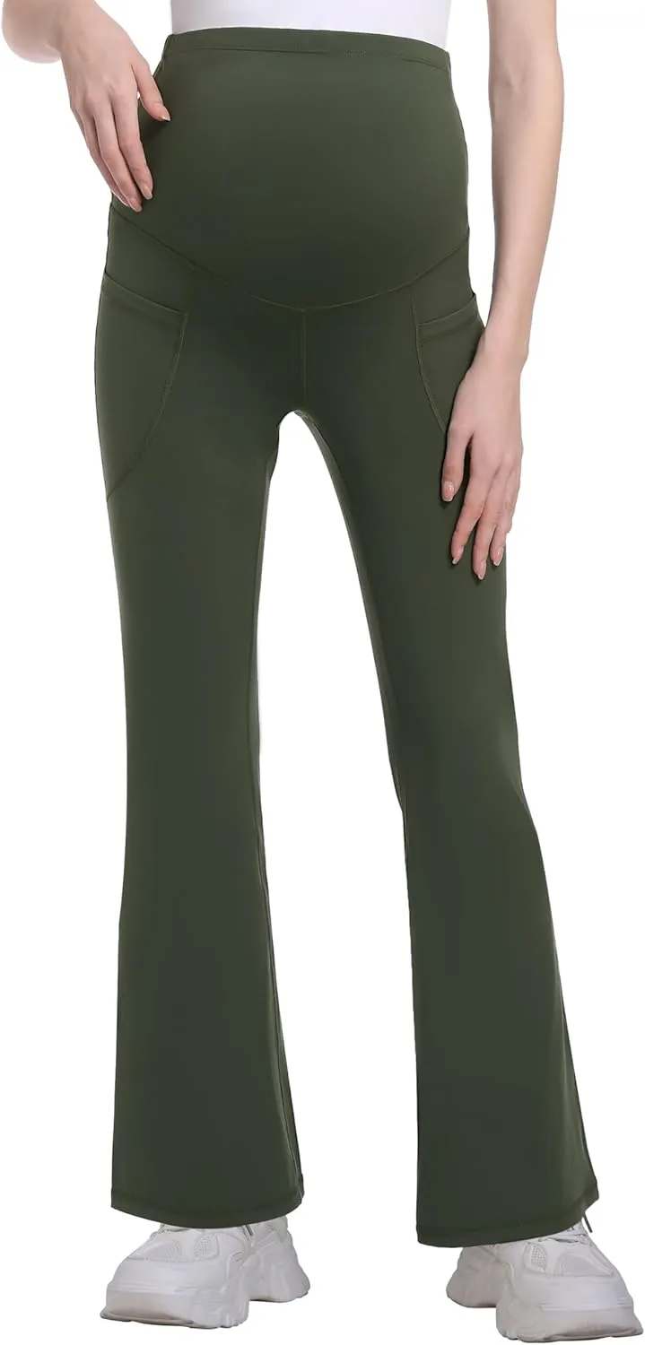 Foucome Women's Maternity Flare Leggings Bootcut Pregnancy Yoga Pants with Pockets