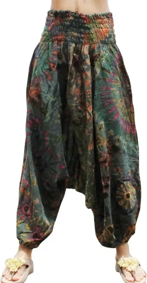 Full Funk Smock Waisted Hand Tie Dye Harem Mao Aladdin Pants
