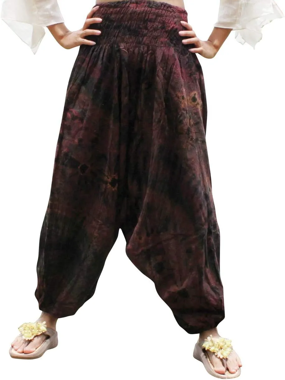 Full Funk Smock Waisted Hand Tie Dye Harem Mao Aladdin Pants