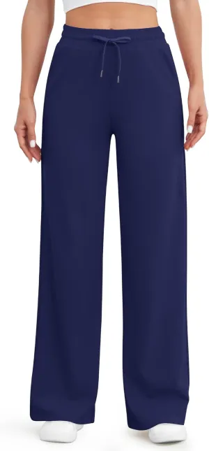 G4Free Wide Leg Yoga Pants with Pockets for Women Sweatpants Casual Drawstring Stretch Pants Petite/Regular/Tall