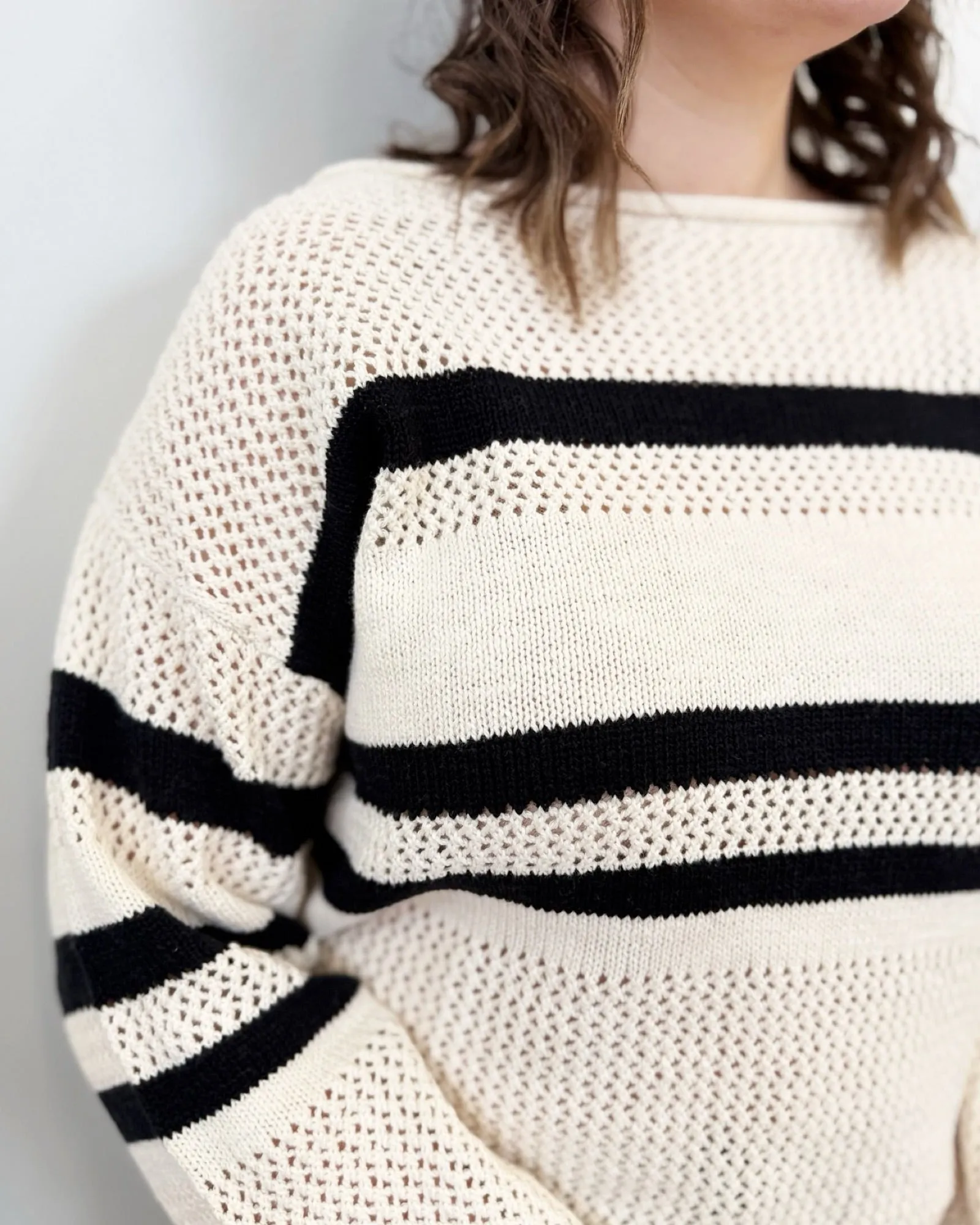 Gabrielle Open Knit Striped Sweater