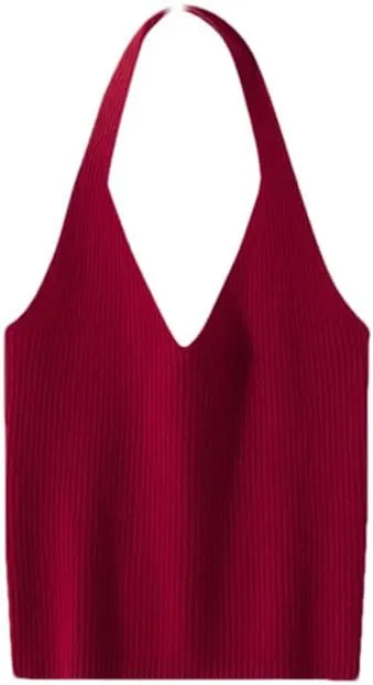 Hgvcfcv Womens Undershirts Camisole Women's Halter Neck Strap Knitted Base Tank Tops