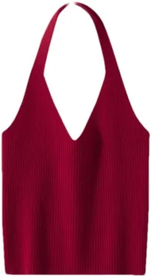 Hgvcfcv Womens Undershirts Camisole Women's Halter Neck Strap Knitted Base Tank Tops