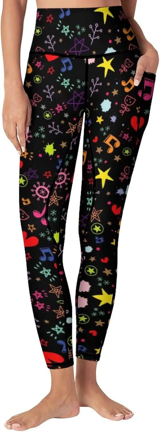 High Waist Yoga Pants with Pockets Tummy Control Workout Running 4 Way Stretch Yoga Leggings for Girls Women