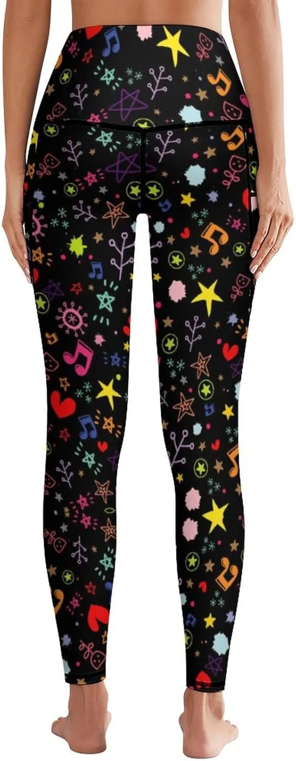 High Waist Yoga Pants with Pockets Tummy Control Workout Running 4 Way Stretch Yoga Leggings for Girls Women