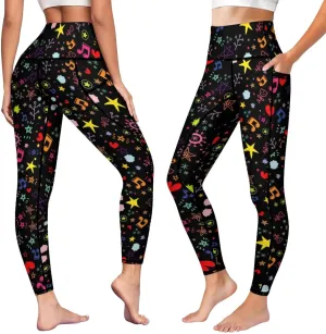 High Waist Yoga Pants with Pockets Tummy Control Workout Running 4 Way Stretch Yoga Leggings for Girls Women