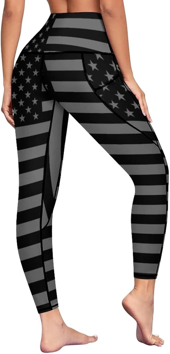 High Waist Yoga Pants with Pockets Tummy Control Workout Running 4 Way Stretch Yoga Leggings for Girls Women
