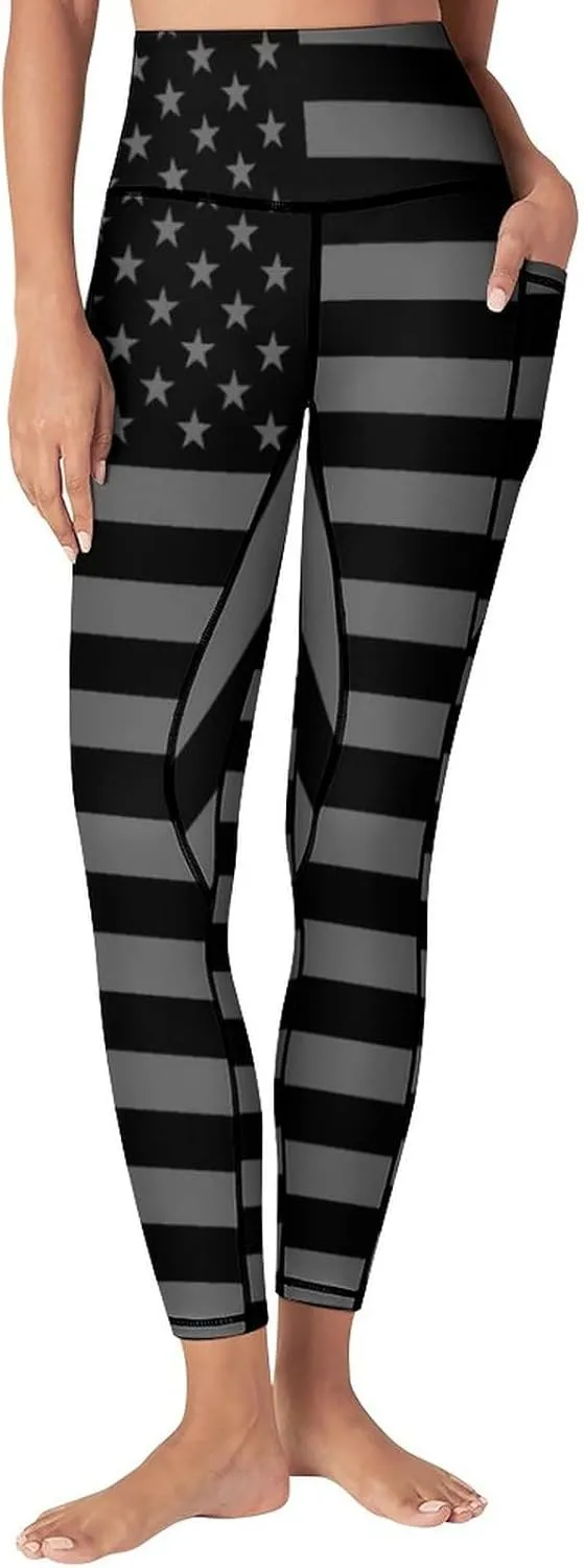 High Waist Yoga Pants with Pockets Tummy Control Workout Running 4 Way Stretch Yoga Leggings for Girls Women