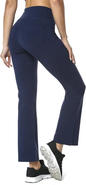 Houmous S-XXXL 29''31''33''35'' Inseam Women's Cotton Bootcut Pants Inner Pocket