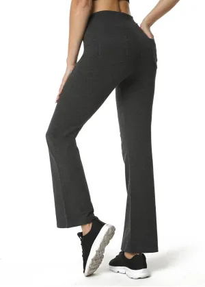Houmous S-XXXL 29''31''33''35'' Inseam Women's Cotton Bootcut Pants Inner Pocket