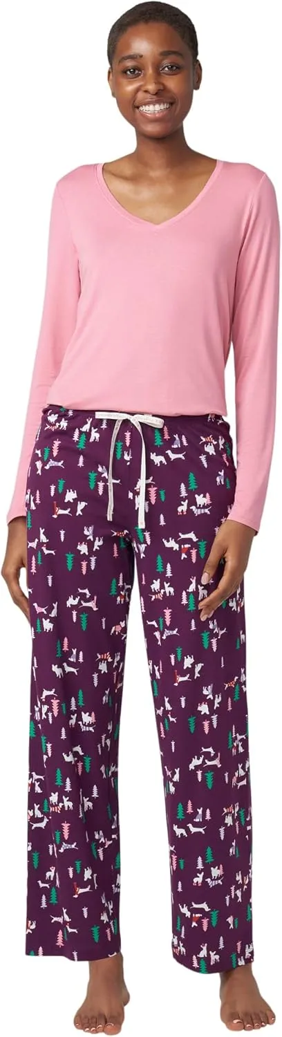 HUE womens Sleep and Lounge Pajama Separates, Christmas and Holiday Collection