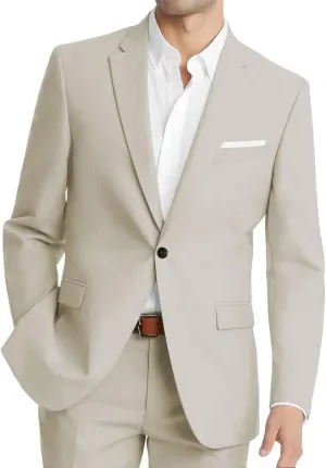 HUUTOE Mens 2 Piece Suit Men Slim Fit Suits for Men Wedding Prom Suit Solid One Button Blazer Jacket Pants Set Groomsmen