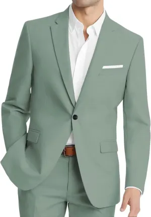 HUUTOE Mens 2 Piece Suit Men Slim Fit Suits for Men Wedding Prom Suit Solid One Button Blazer Jacket Pants Set Groomsmen