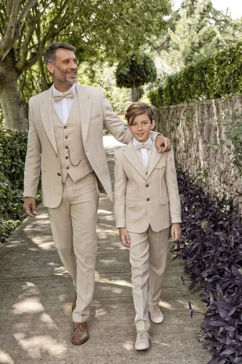 HUUTOE Mens 3 Piece Linen Slim Fit Suits for Men Beach Wedding Summer Prom Casual Grooms Blazer Pants and Vest Suit Set