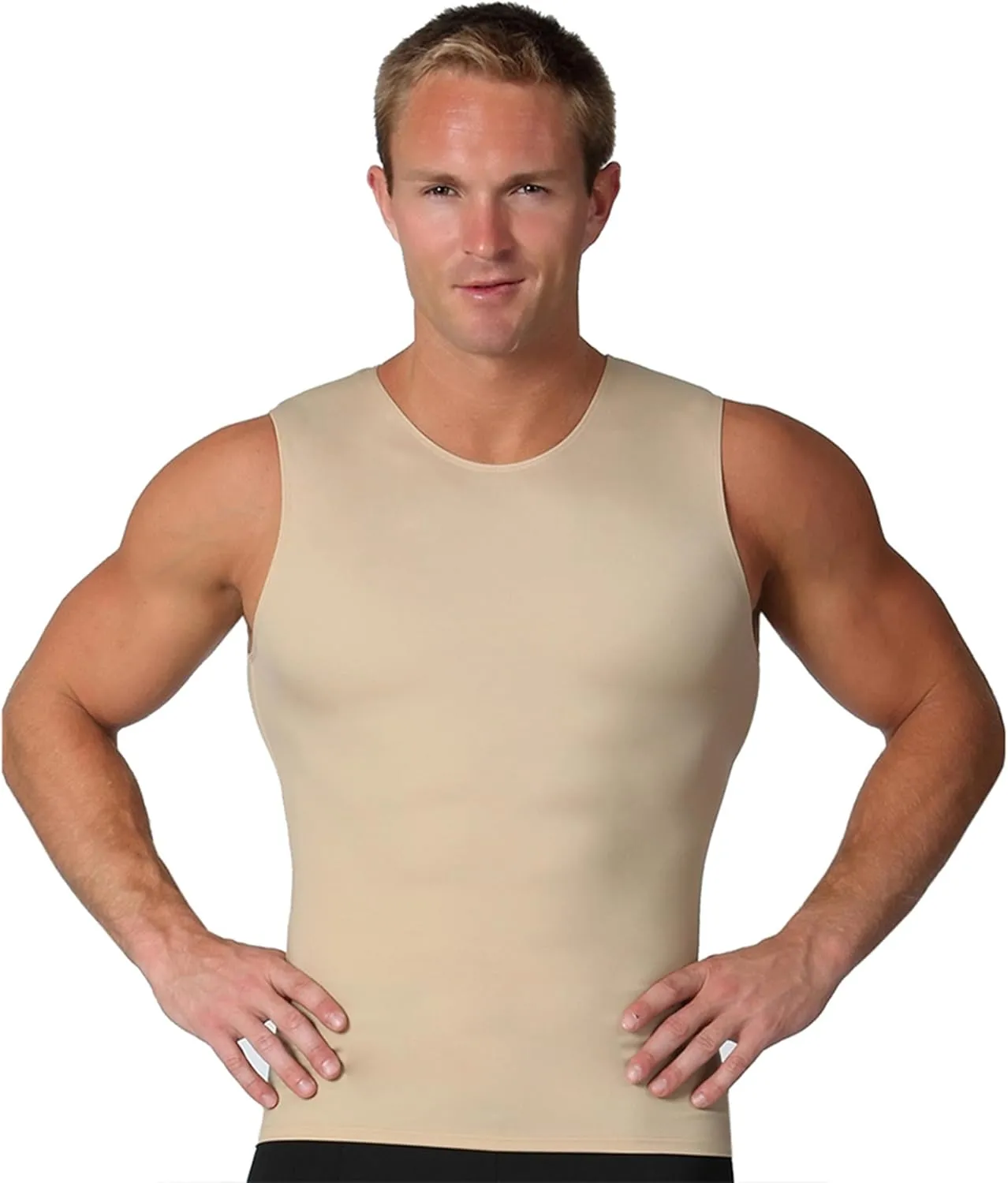 Insta Slim ISPRO Slimming Crew-Neck Sleeveless Top Shapewear Compression Shirt for Men - (Pack of 3)