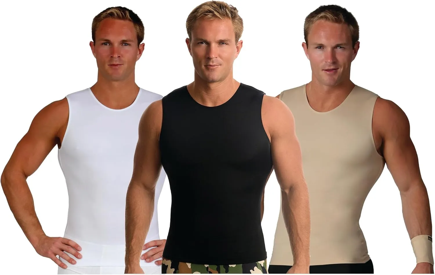 Insta Slim ISPRO Slimming Crew-Neck Sleeveless Top Shapewear Compression Shirt for Men - (Pack of 3)