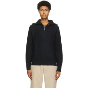 Isabel Marant Etoile Black Wool Fancy Half-Zip Sweater