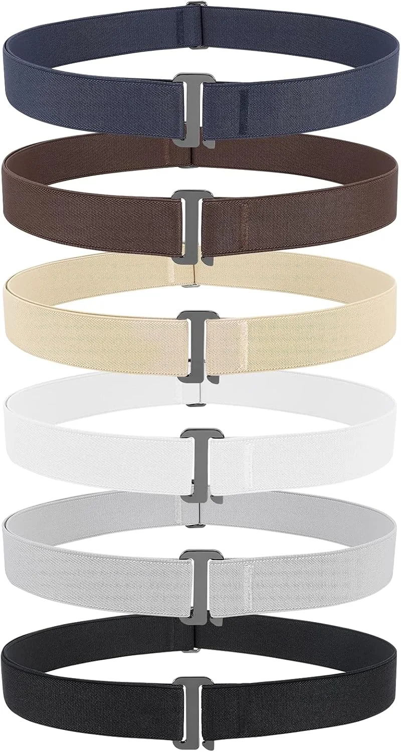JASGOOD Invisible Women Stretch Belt No Show Elastic Web Strap Belt with Flat Buckle for Jeans Pants Dresses