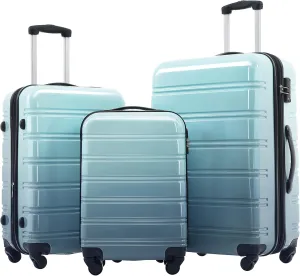 JCSD Expandable Gradient Color Luggage Set for Stress-Free Travel, 3-Piece with Spinner Wheels, Lightweight 20" 24" 28"