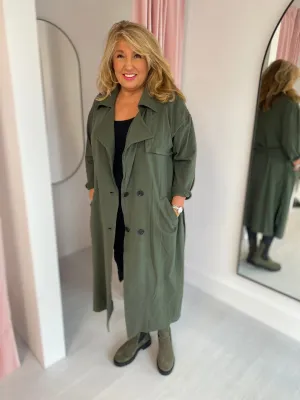 Jersey Trench Coat - Khaki