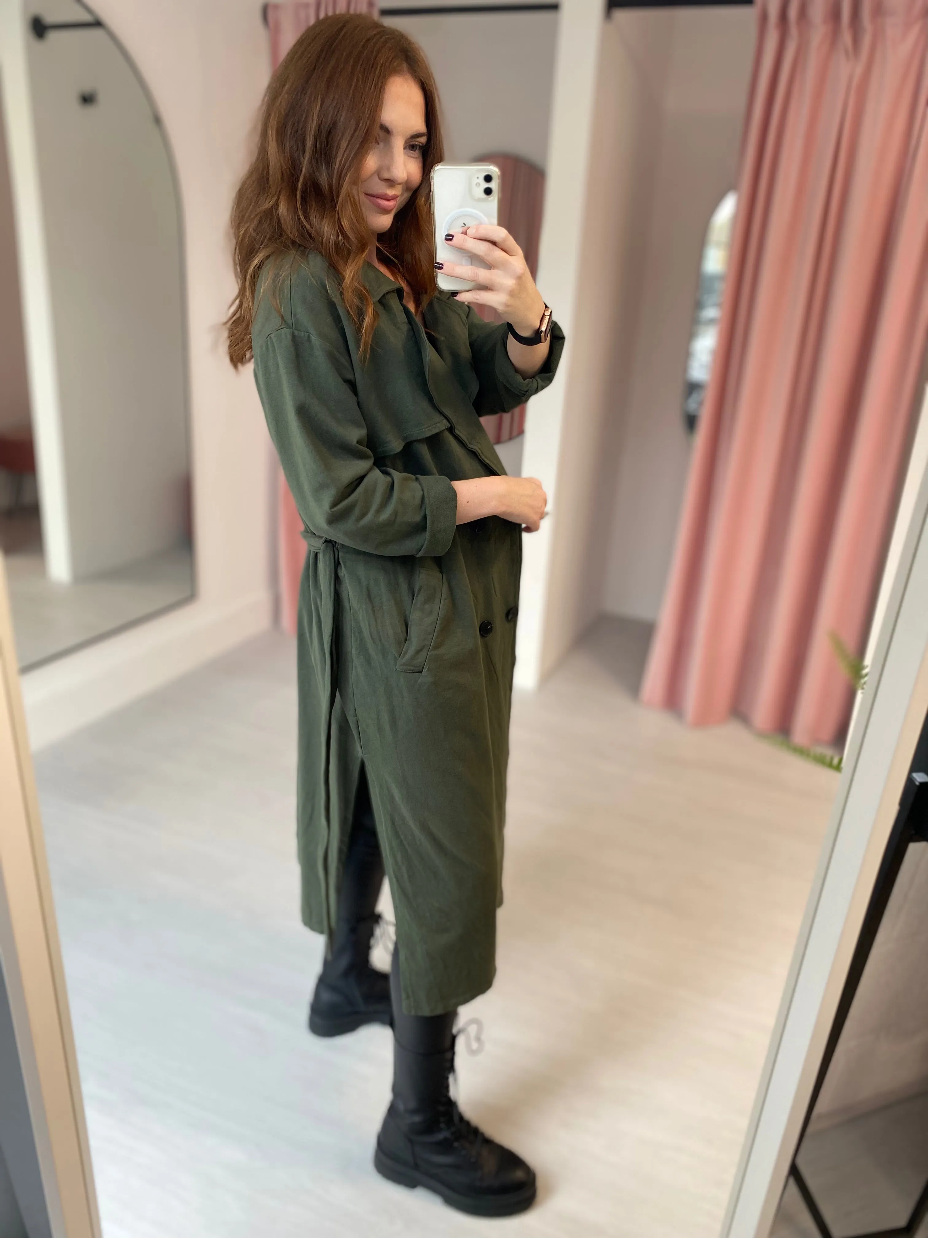 Jersey Trench Coat - Khaki