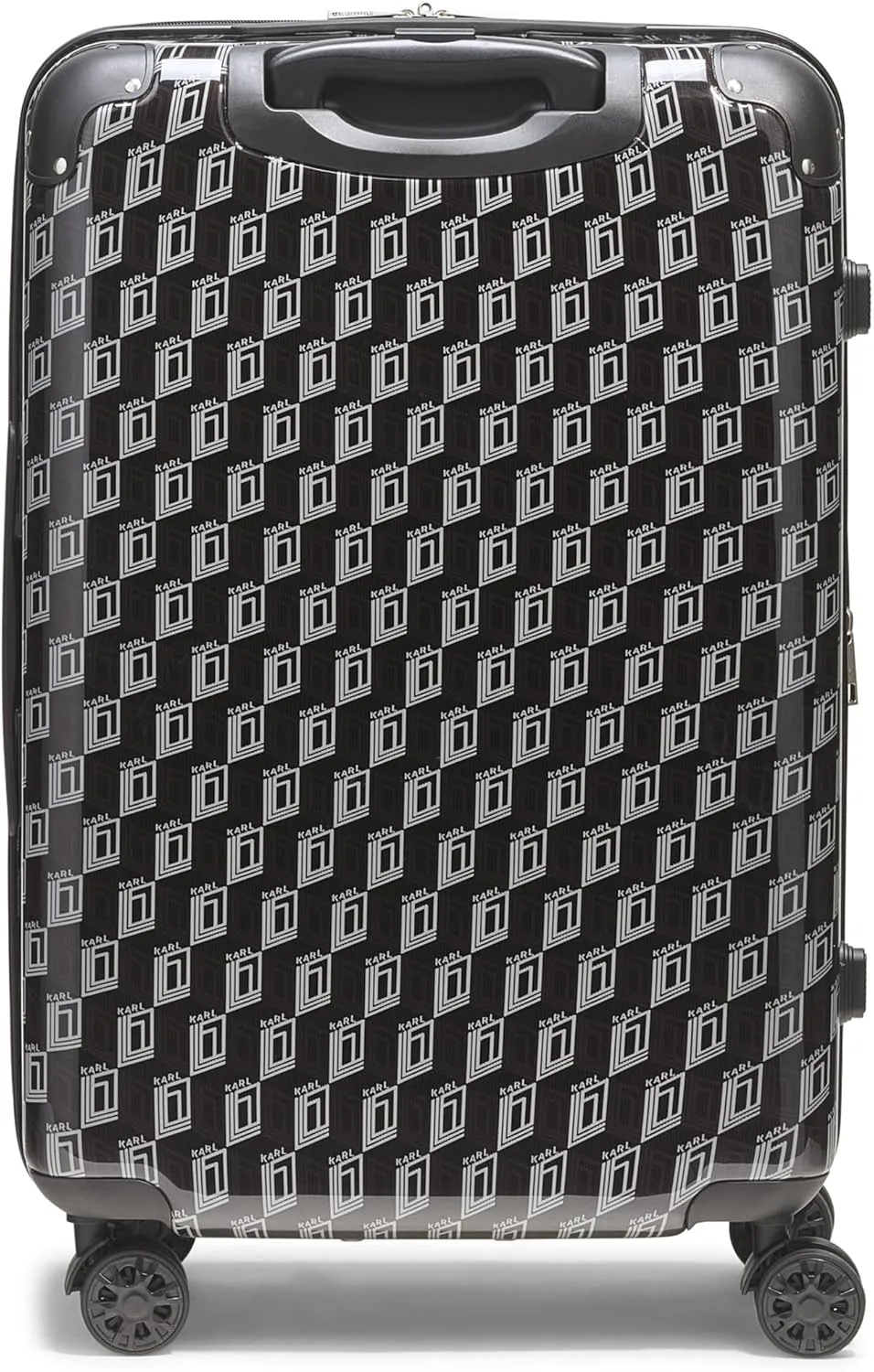 Karl Lagerfeld Paris Bon Voyage Karl and Choupette Hardside Suitcase, Black/Grey, Medium