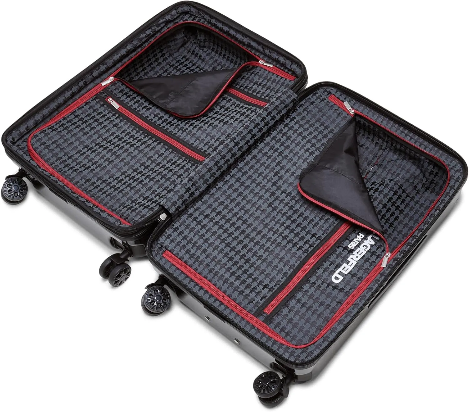 Karl Lagerfeld Paris Karl in a Box Upright Hardside Suitcase, Black, Medium