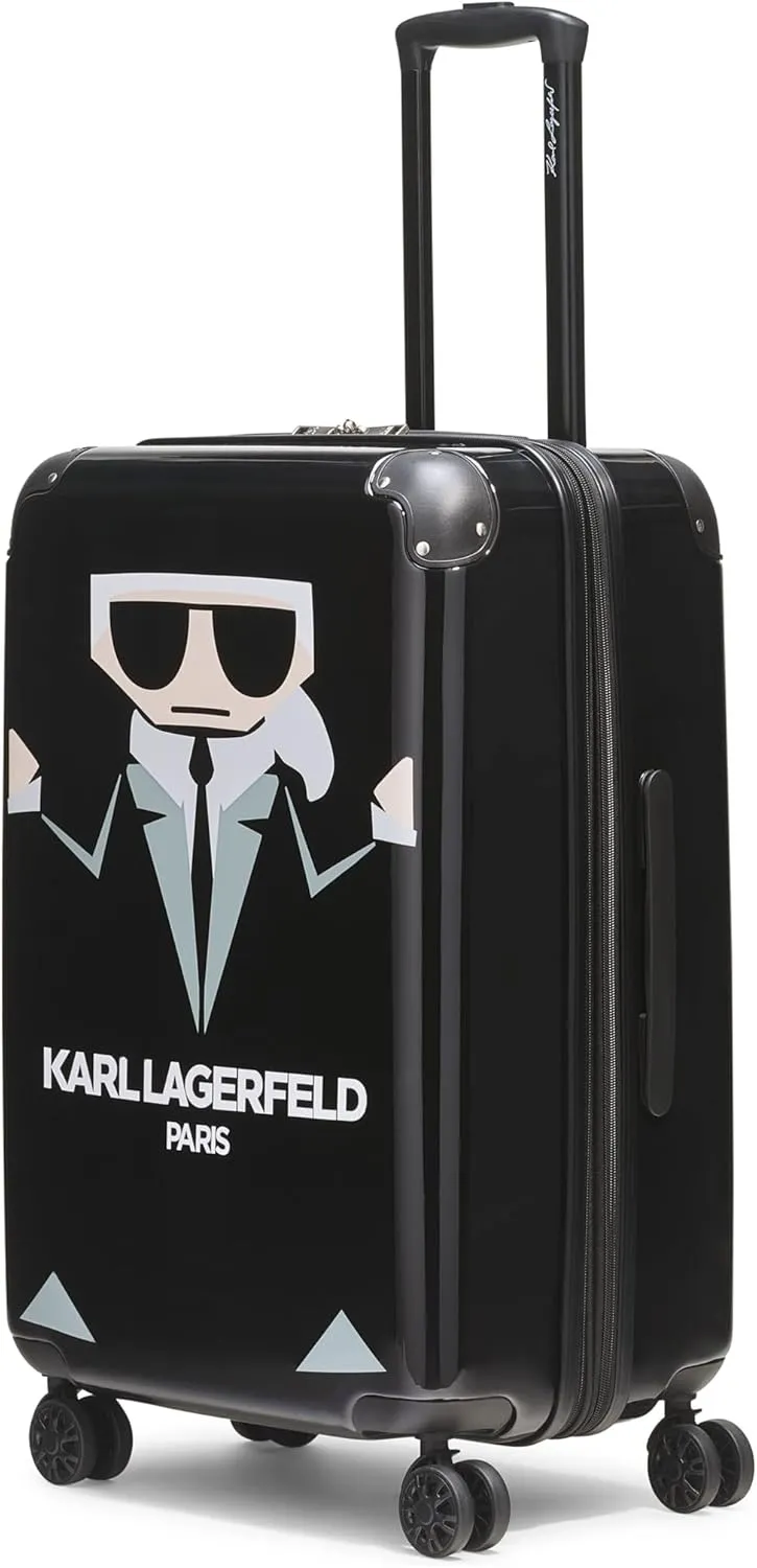 Karl Lagerfeld Paris Karl in a Box Upright Hardside Suitcase, Black, Medium