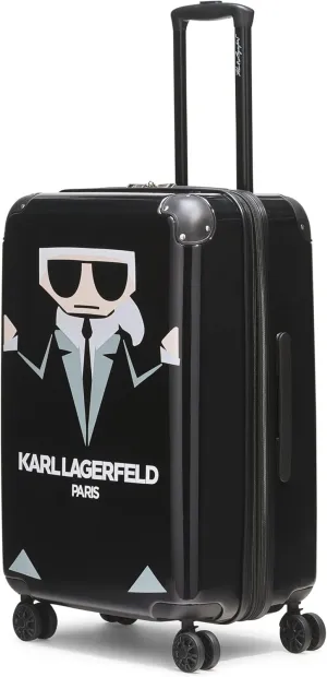 Karl Lagerfeld Paris Karl in a Box Upright Hardside Suitcase, Black, Medium