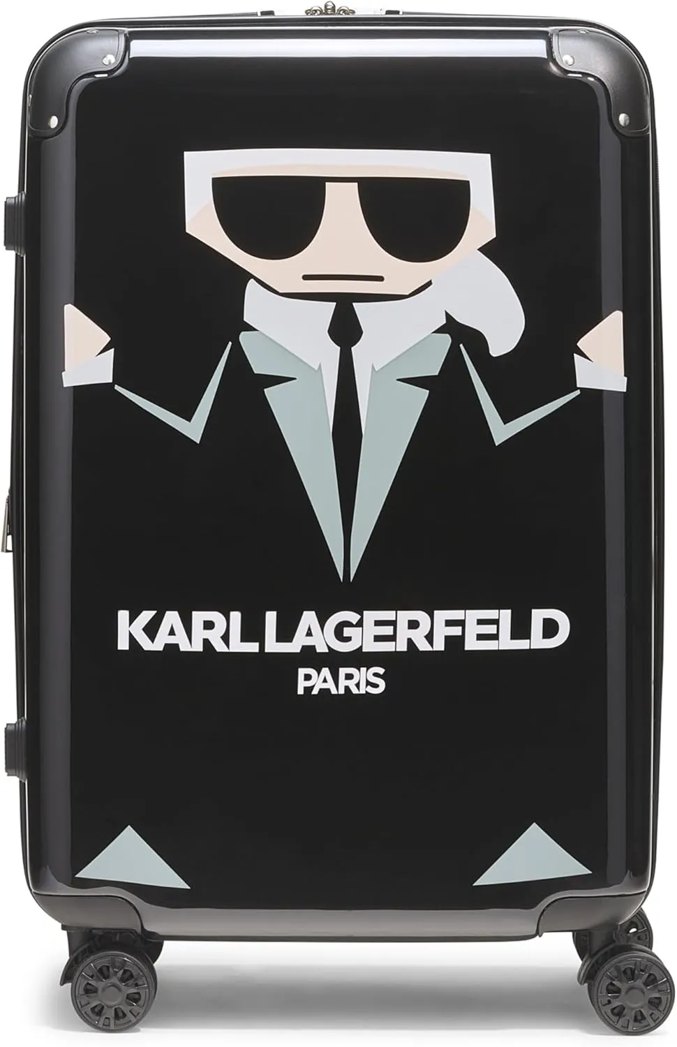 Karl Lagerfeld Paris Karl in a Box Upright Hardside Suitcase, Black, Medium