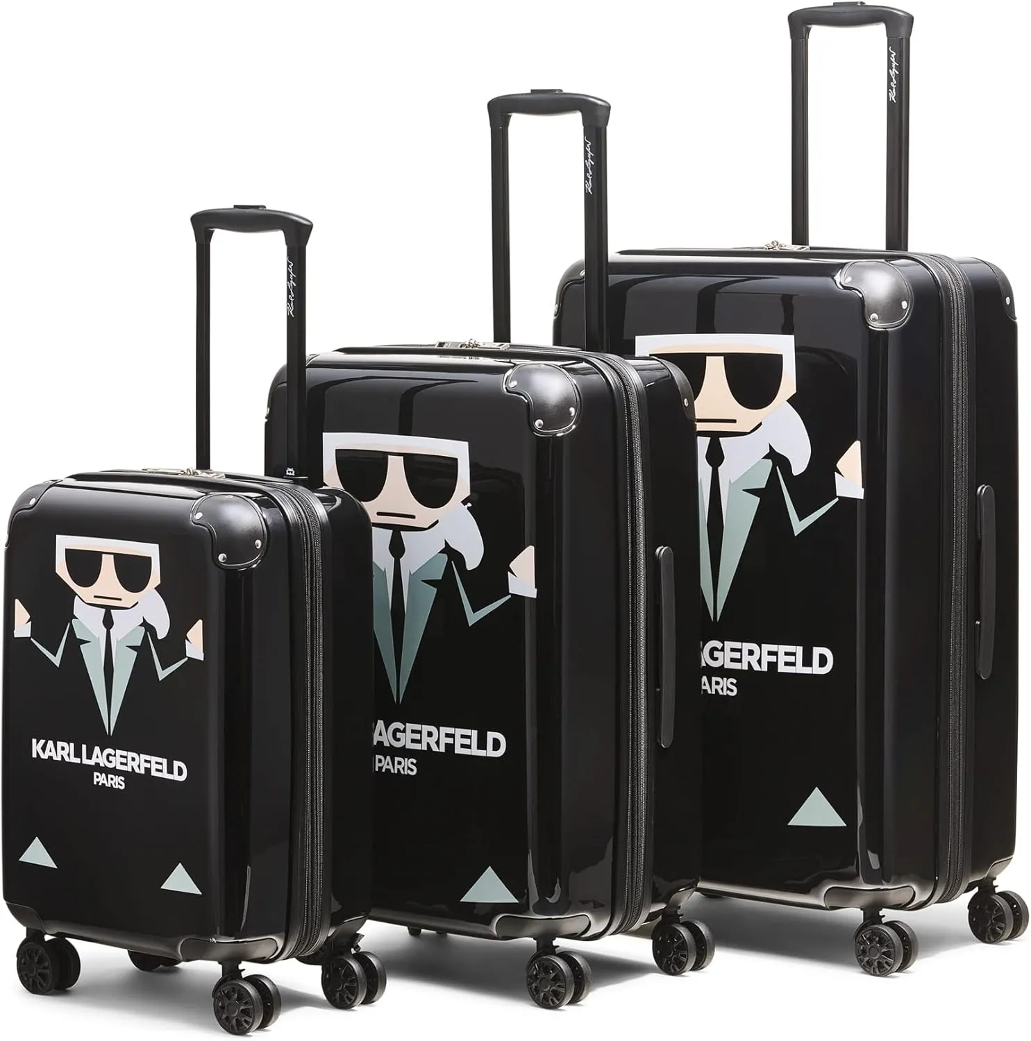 Karl Lagerfeld Paris Karl in a Box Upright Hardside Suitcase, Black, Small