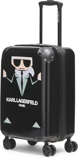 Karl Lagerfeld Paris Karl in a Box Upright Hardside Suitcase, Black, Small