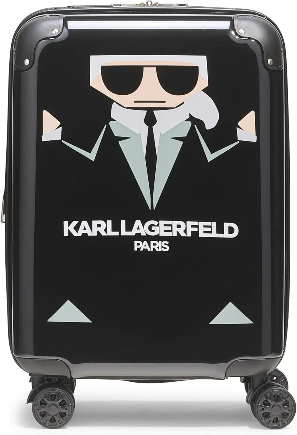 Karl Lagerfeld Paris Karl in a Box Upright Hardside Suitcase, Black, Small