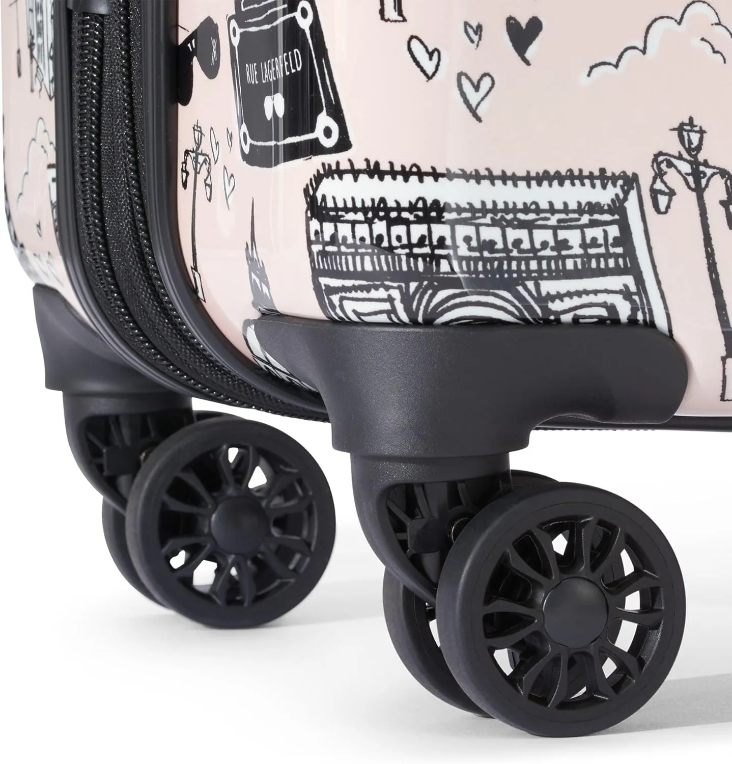 Karl Lagerfeld Paris Karl in Paris Upright Hardside Suitcase, Pink/Black, Large