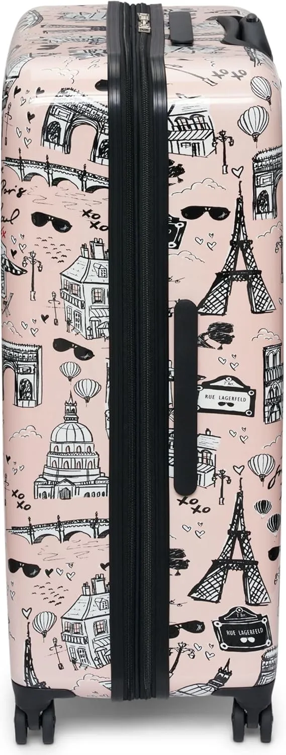 Karl Lagerfeld Paris Karl in Paris Upright Hardside Suitcase, Pink/Black, Large