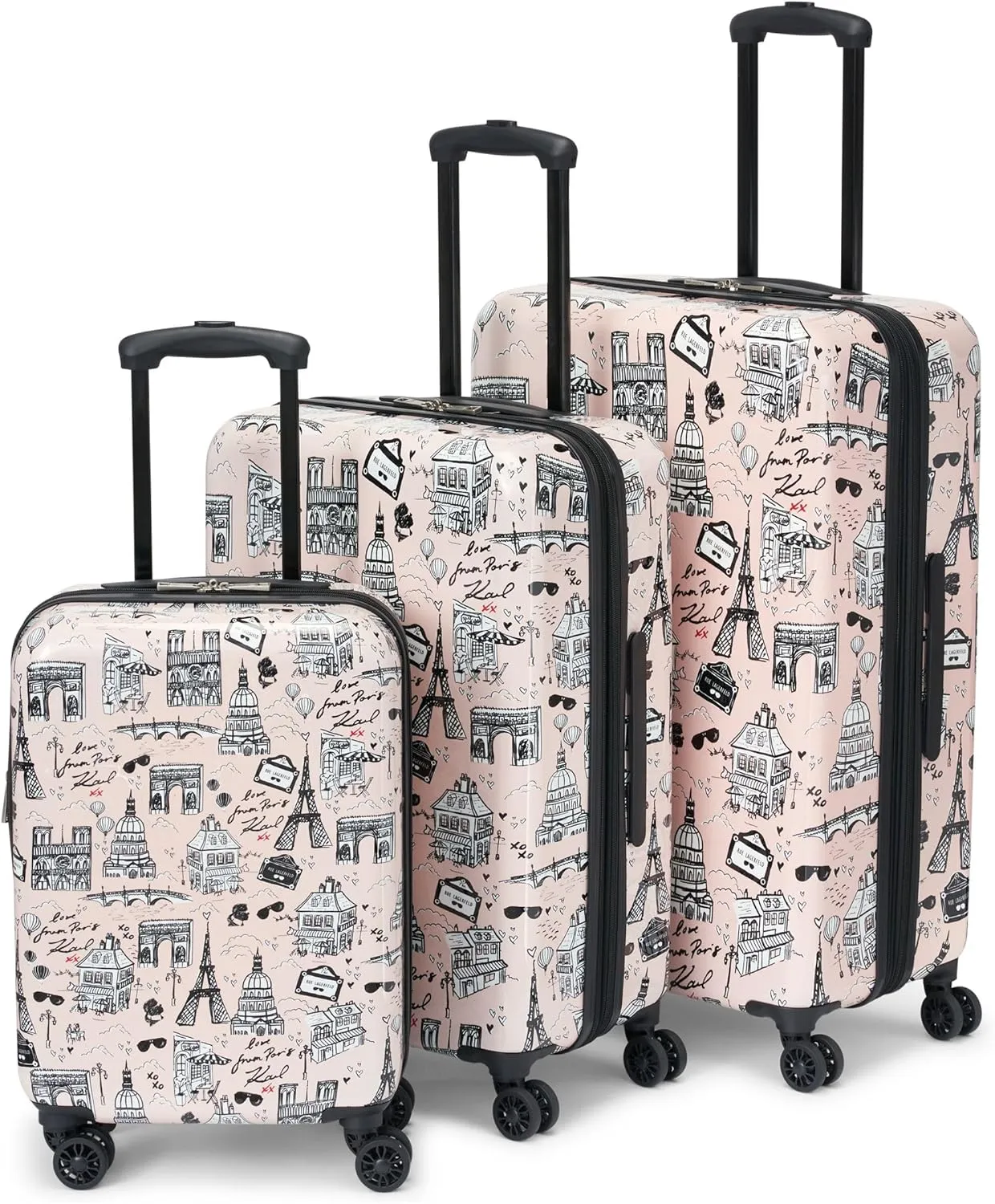 Karl Lagerfeld Paris Karl in Paris Upright Hardside Suitcase, Pink/Black, Large