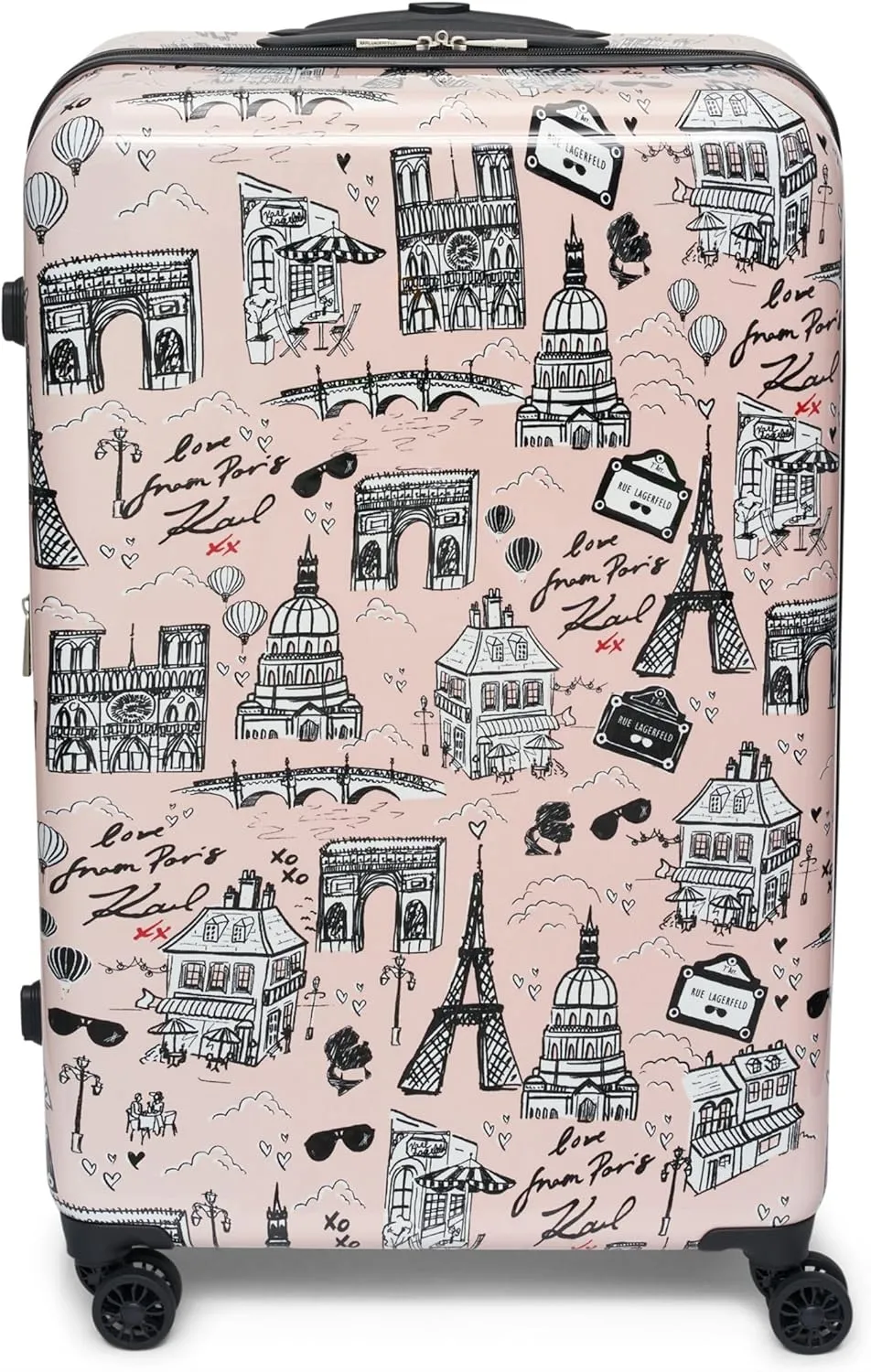 Karl Lagerfeld Paris Karl in Paris Upright Hardside Suitcase, Pink/Black, Large