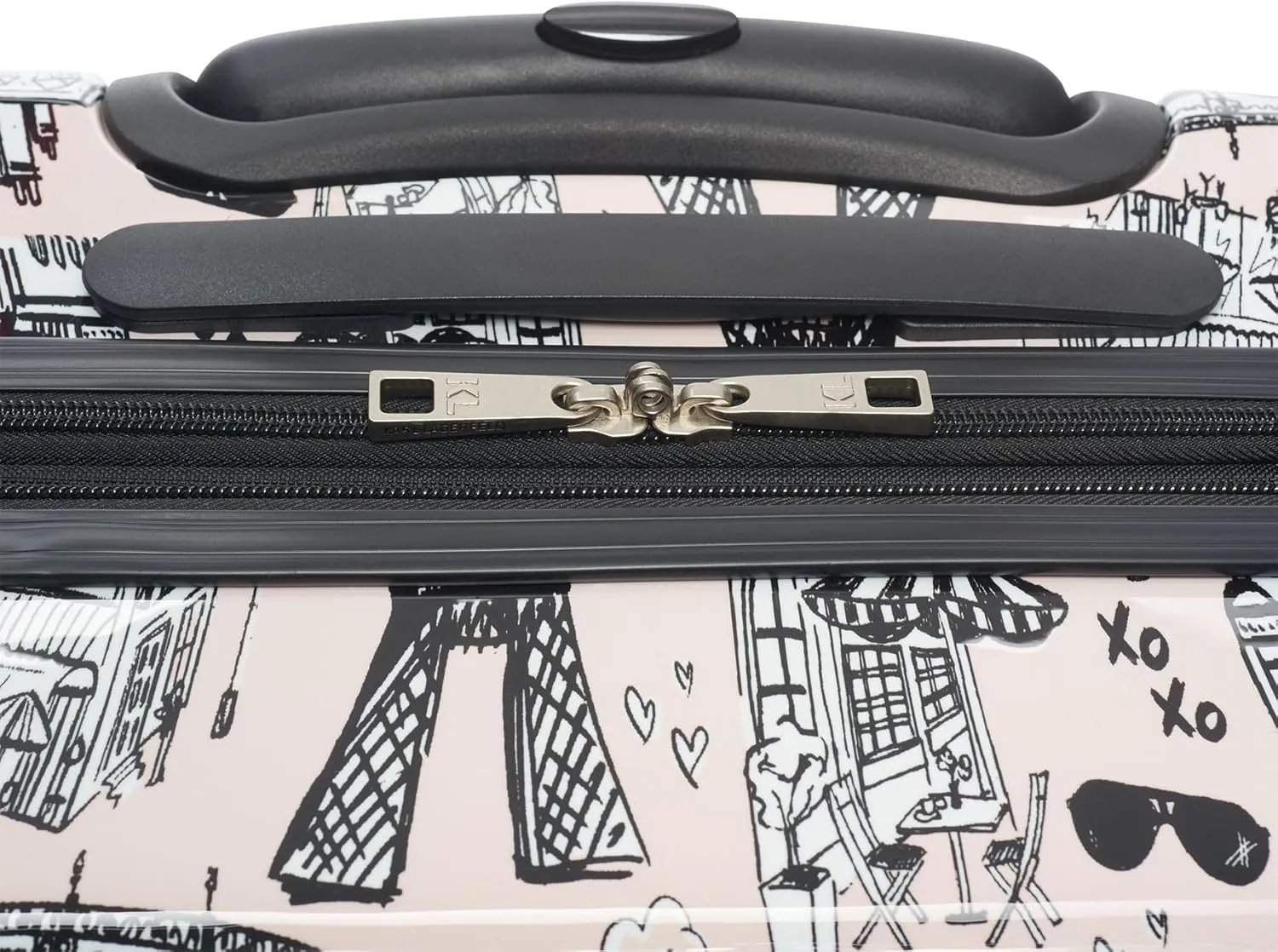 Karl Lagerfeld Paris Karl in Paris Upright Hardside Suitcase, Pink/Black, Large