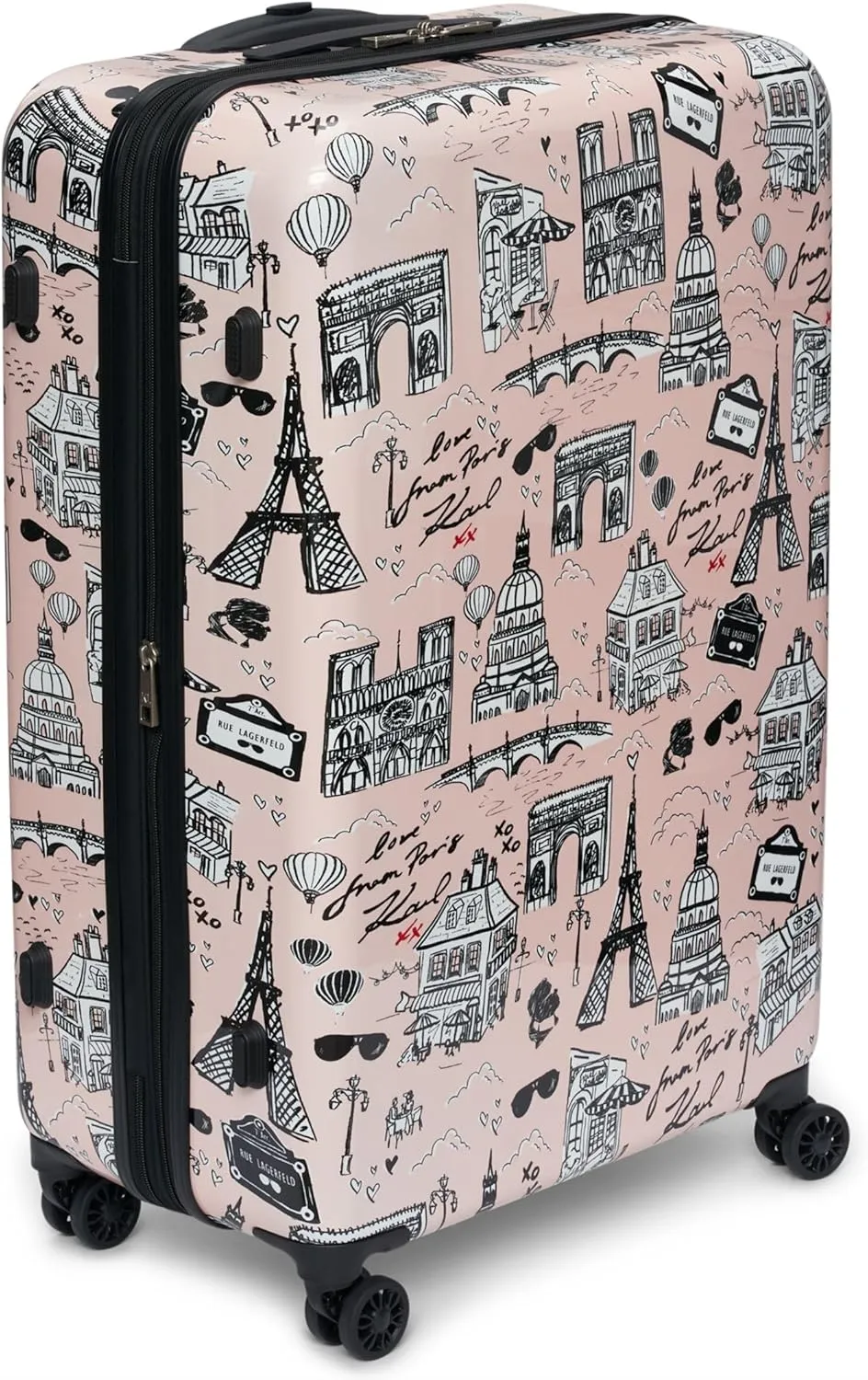Karl Lagerfeld Paris Karl in Paris Upright Hardside Suitcase, Pink/Black, Large