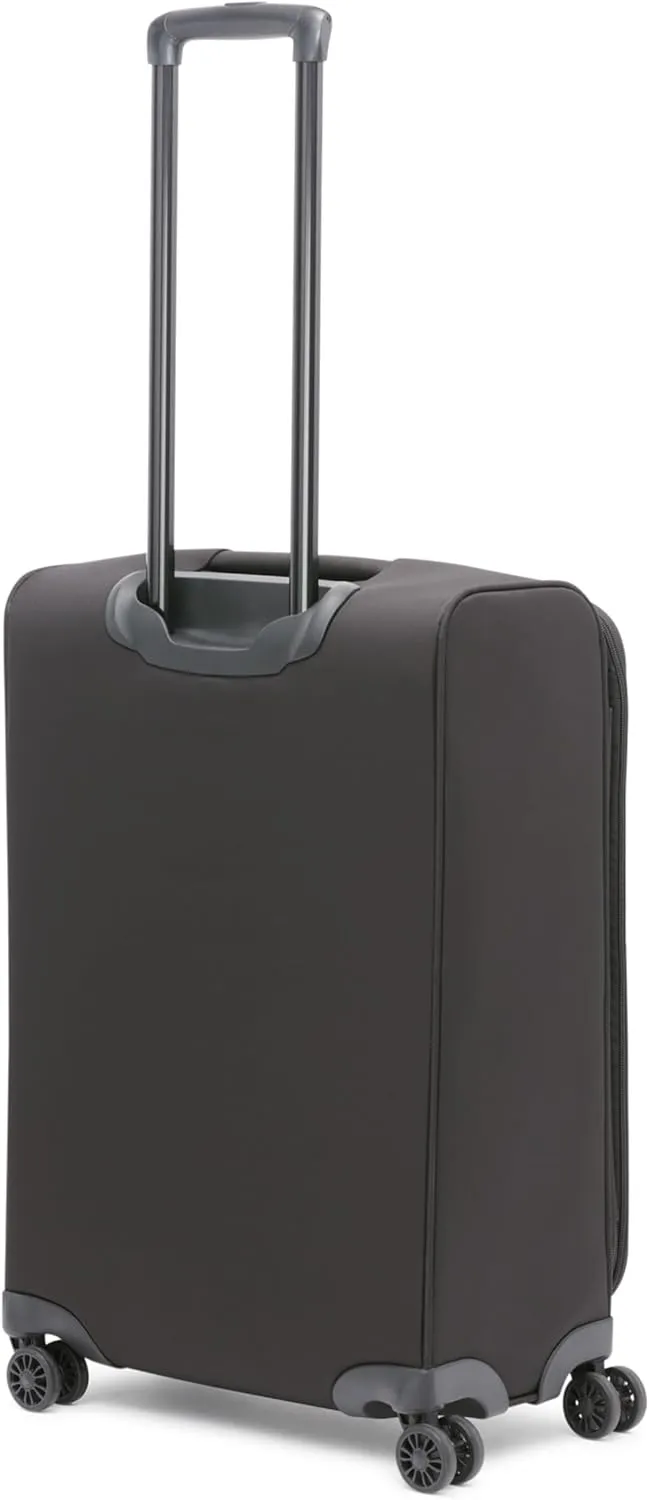 Karl Lagerfeld Paris Women's Medium Upright Spinner Logo Check in Suitcase, Black, 25 Inch