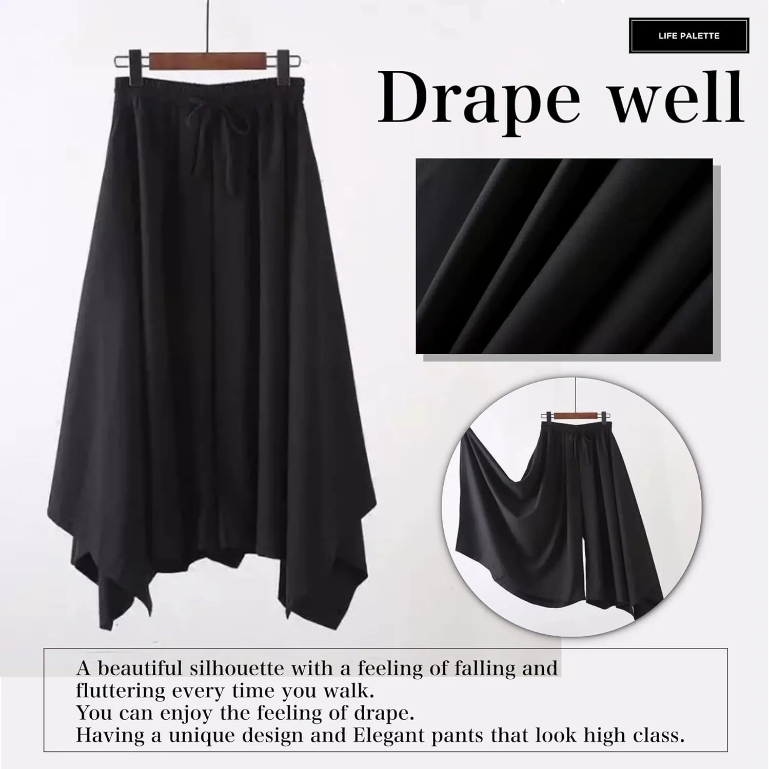 Life Palette Japanese Style Samurai Hakama Harem Pants Men Women Yoga Ninja Pants Black