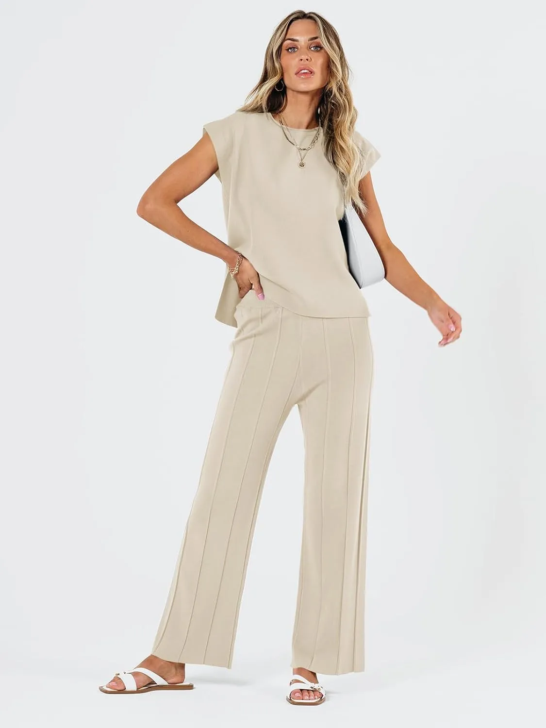 LILLUSORY 2 Piece Sets for Women Summer Vacation 2025 Lounge Outfits Matching Two Pcs Spring Knit Tracksuits Sweat Suits