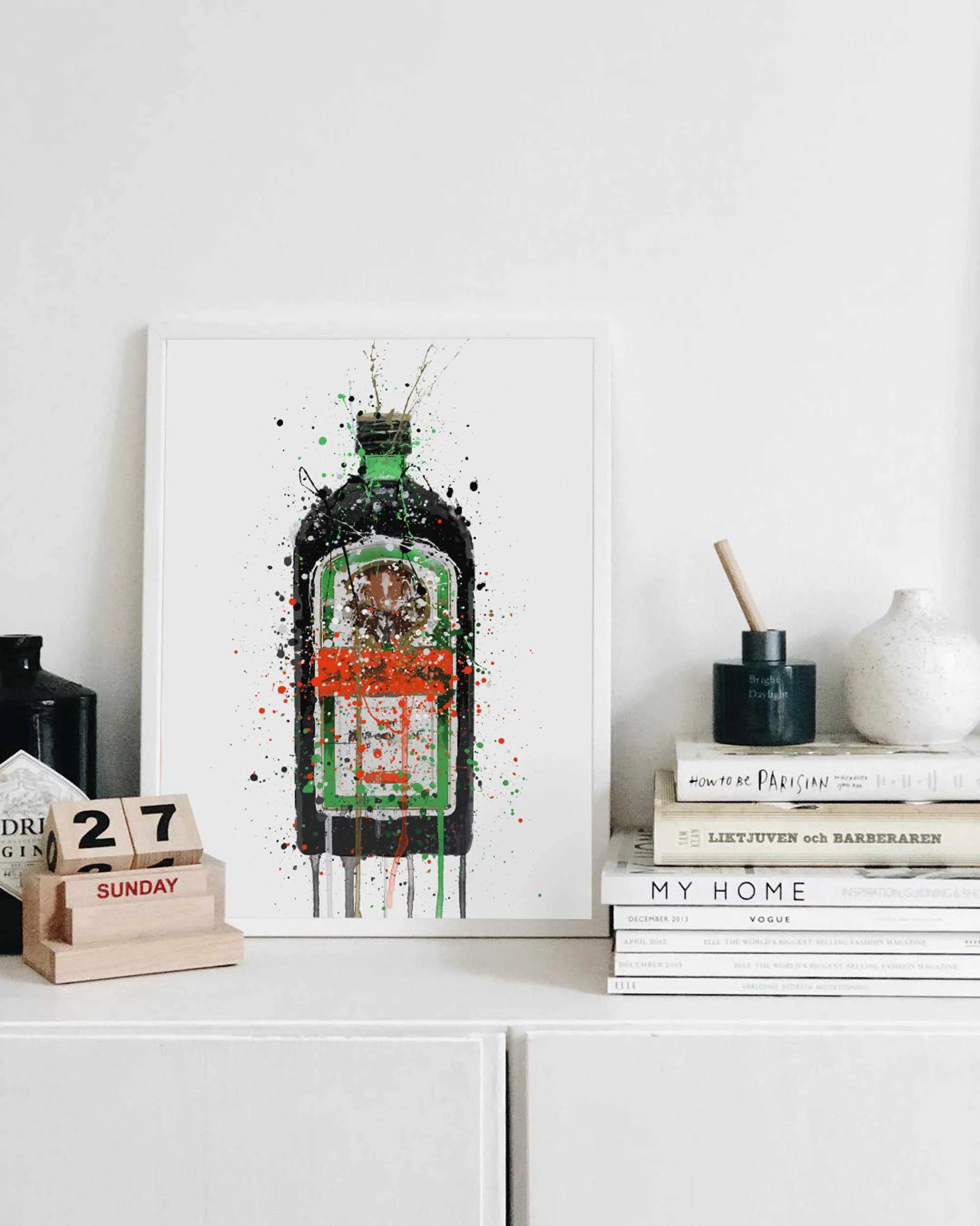 Liqueur Bottle Wall Art Print 'Green Ink'