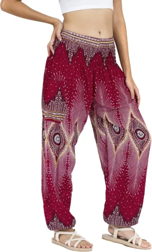 LOFBAZ Harem Yoga Pants for Women S-4XL Hippie Boho PJs Lounge Beach Print Plus