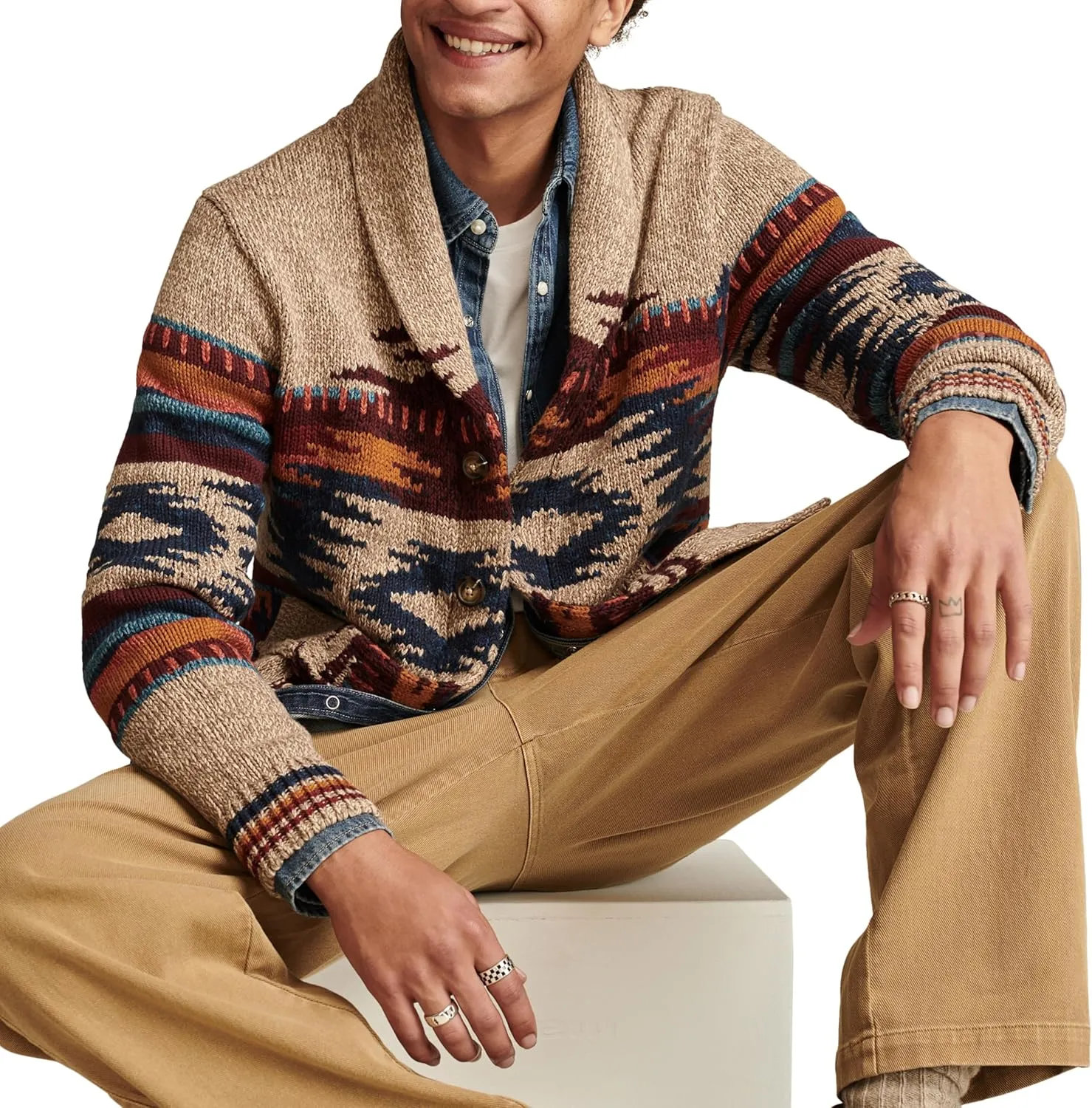 Lucky Brand Men's Southwest Shawl Cardigan