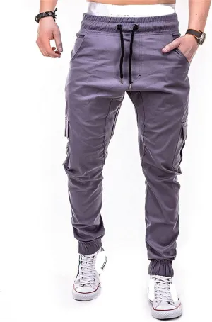 Men Casual Jogger Athletic Slim Fit Long Pant Hip Hop Chino Pocket Trousers Drawstring Outdoor Work Military Tactical Pants (Gray,XX-Large)