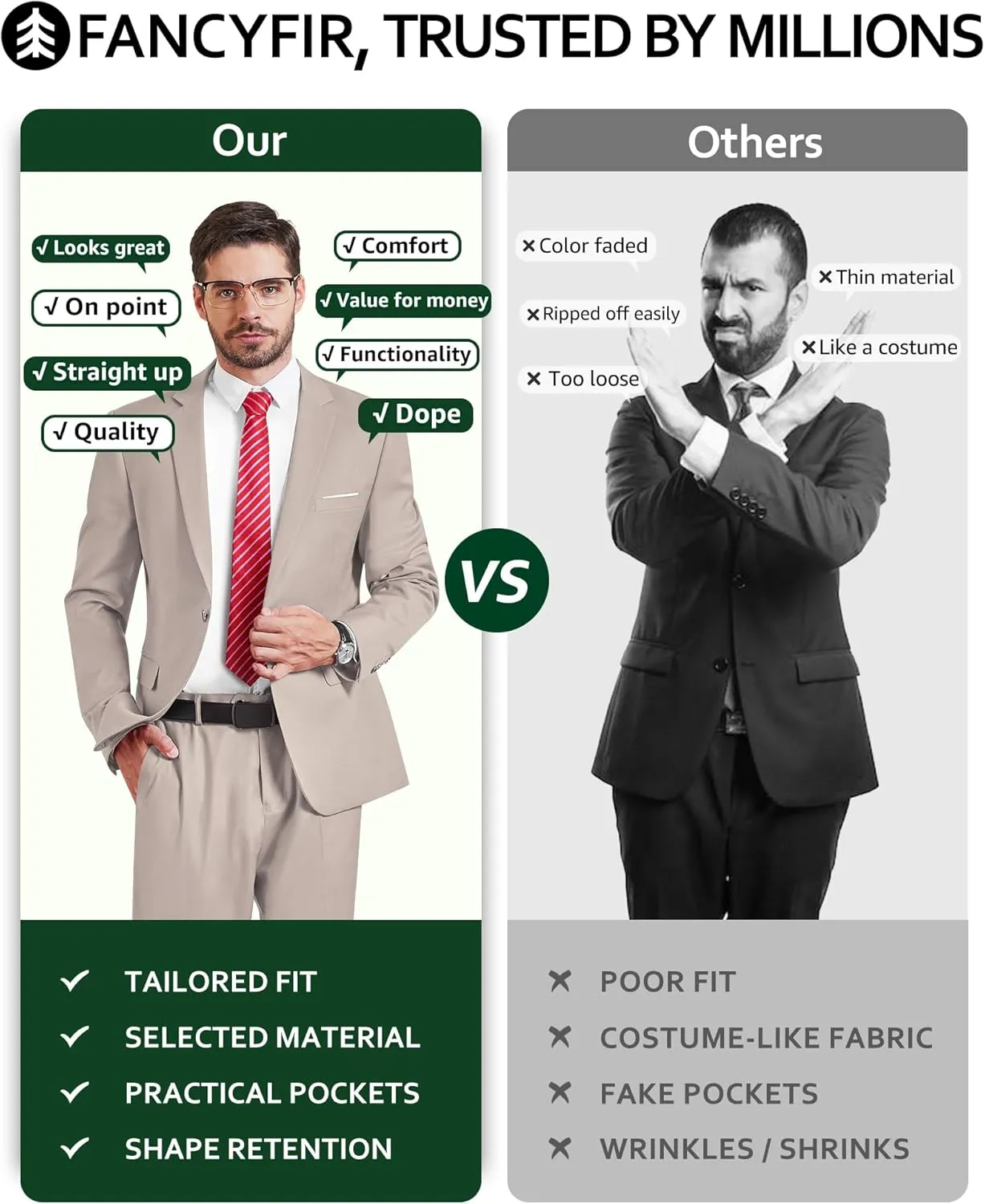 Men's 2 Pieces Slim Fit Suit Set, One Button Solid Jacket Pants for Party, Business, Wedding, Homecoming