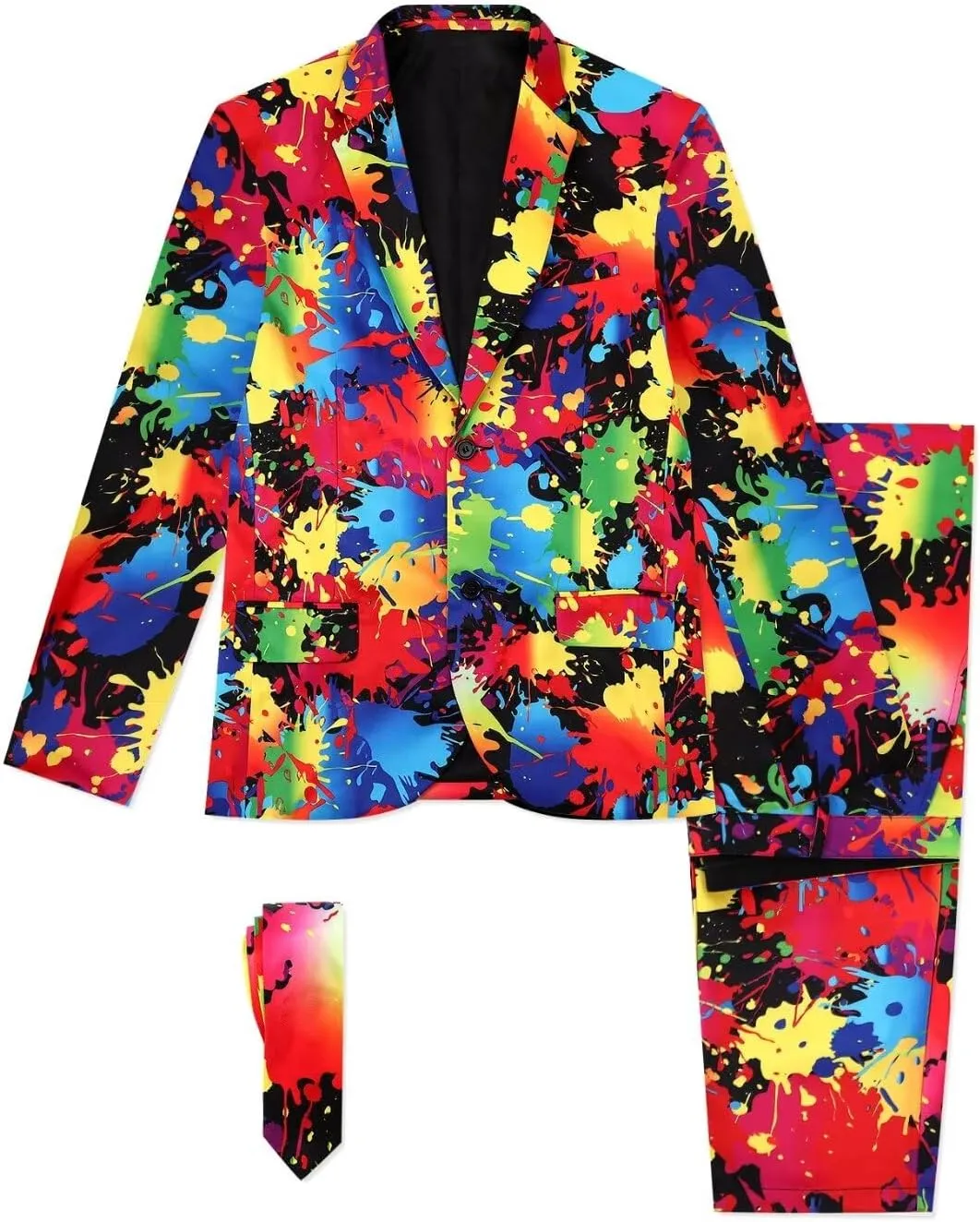 Men's 3-Piece Pride Rainbow Suits, Two Button Jacket & Pants & Tie