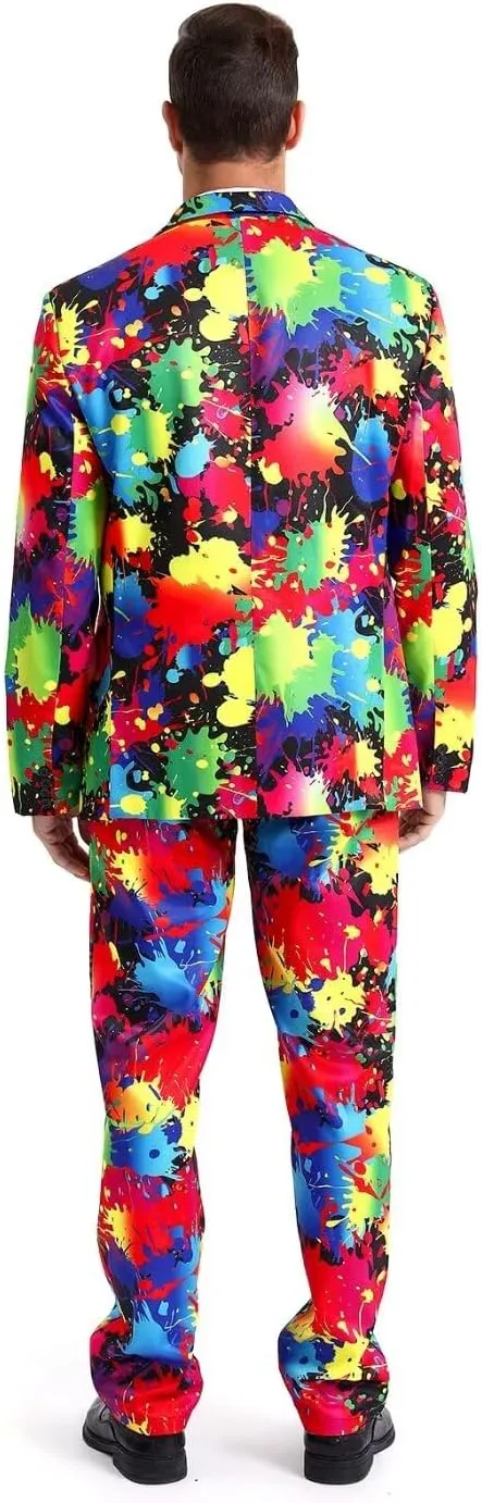 Men's 3-Piece Pride Rainbow Suits, Two Button Jacket & Pants & Tie
