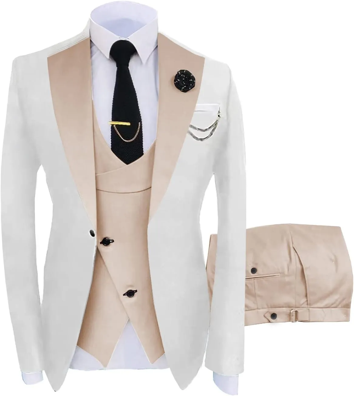 Men's 3 Pieces Suit Slim Fit Tuxedo Suit Formal Business Best Man Wedding Suit Jacket Pants Set
